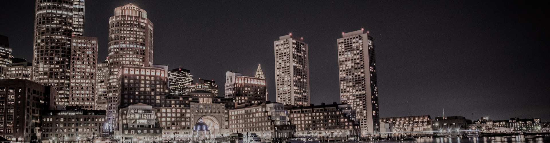 Photo of Boston Harbor at night